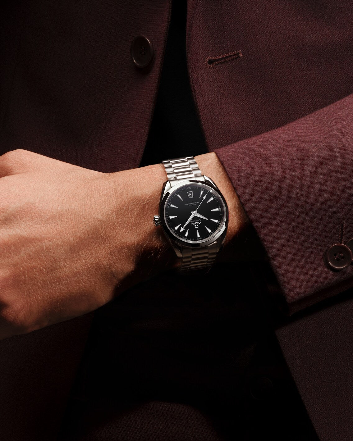 Men's Stainless Steel Black Dial Automatic Watch with Date - Premium Dress Watch