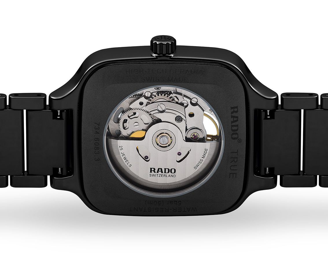 Luxury Square Skeleton Automatic Watch - Black High-Tech Ceramic - Swiss Made Open-Heart
