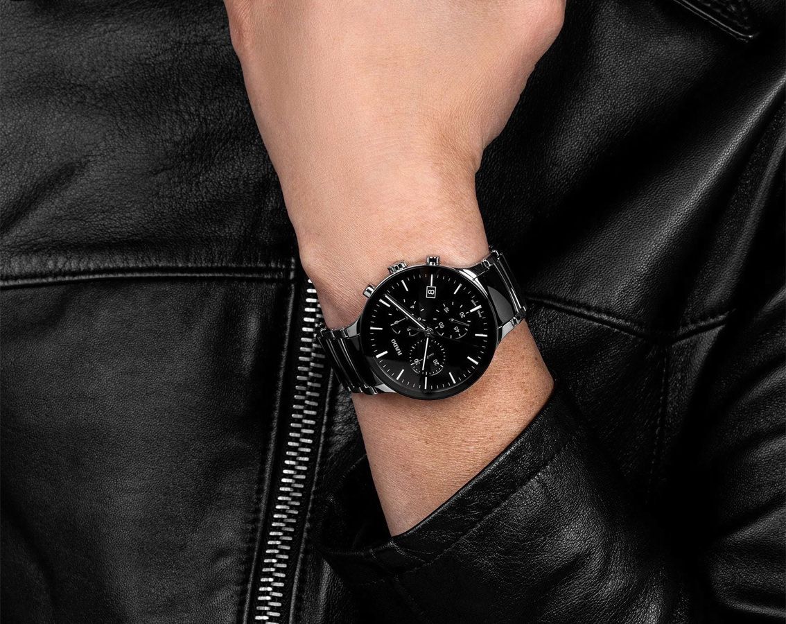Premium Chronograph Watch - Black Ceramic & Steel - Swiss Made