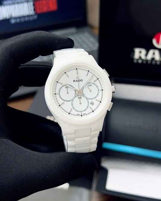 Jubilee White Ceramic Chronograph Watch | Swiss Made | White Dial & Bracelet