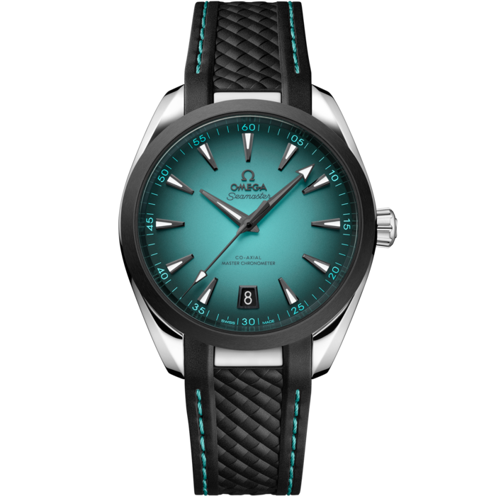Men's Turquoise Teal Dial Automatic Watch with Date - Premium Leather Strap Dress Watch