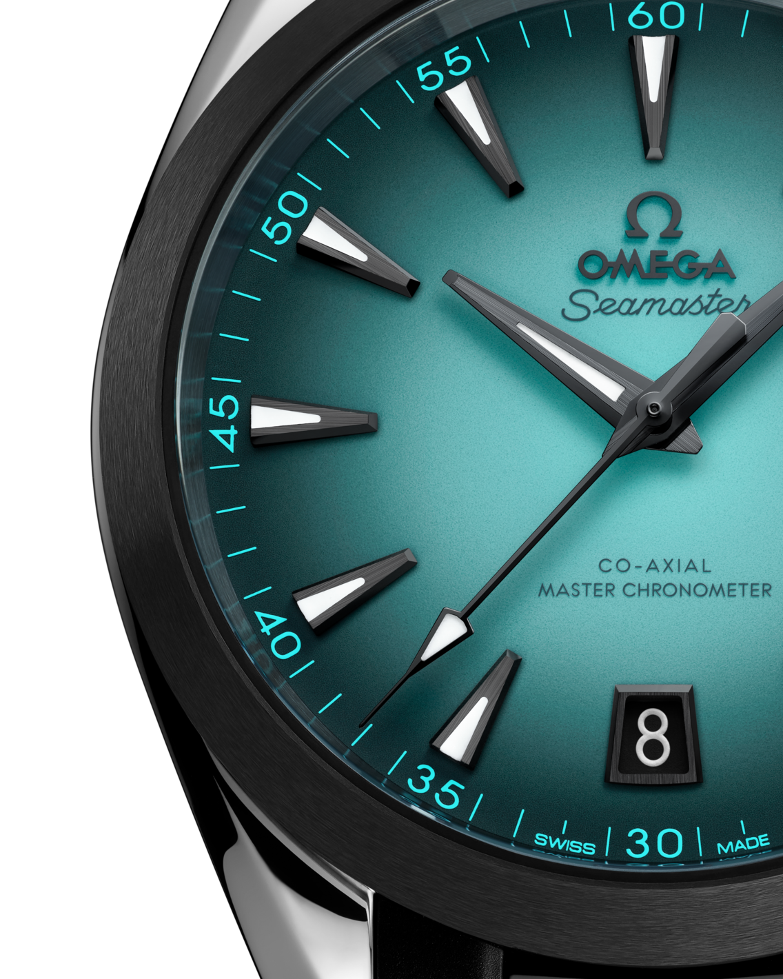 Men's Turquoise Teal Dial Automatic Watch with Date - Premium Leather Strap Dress Watch