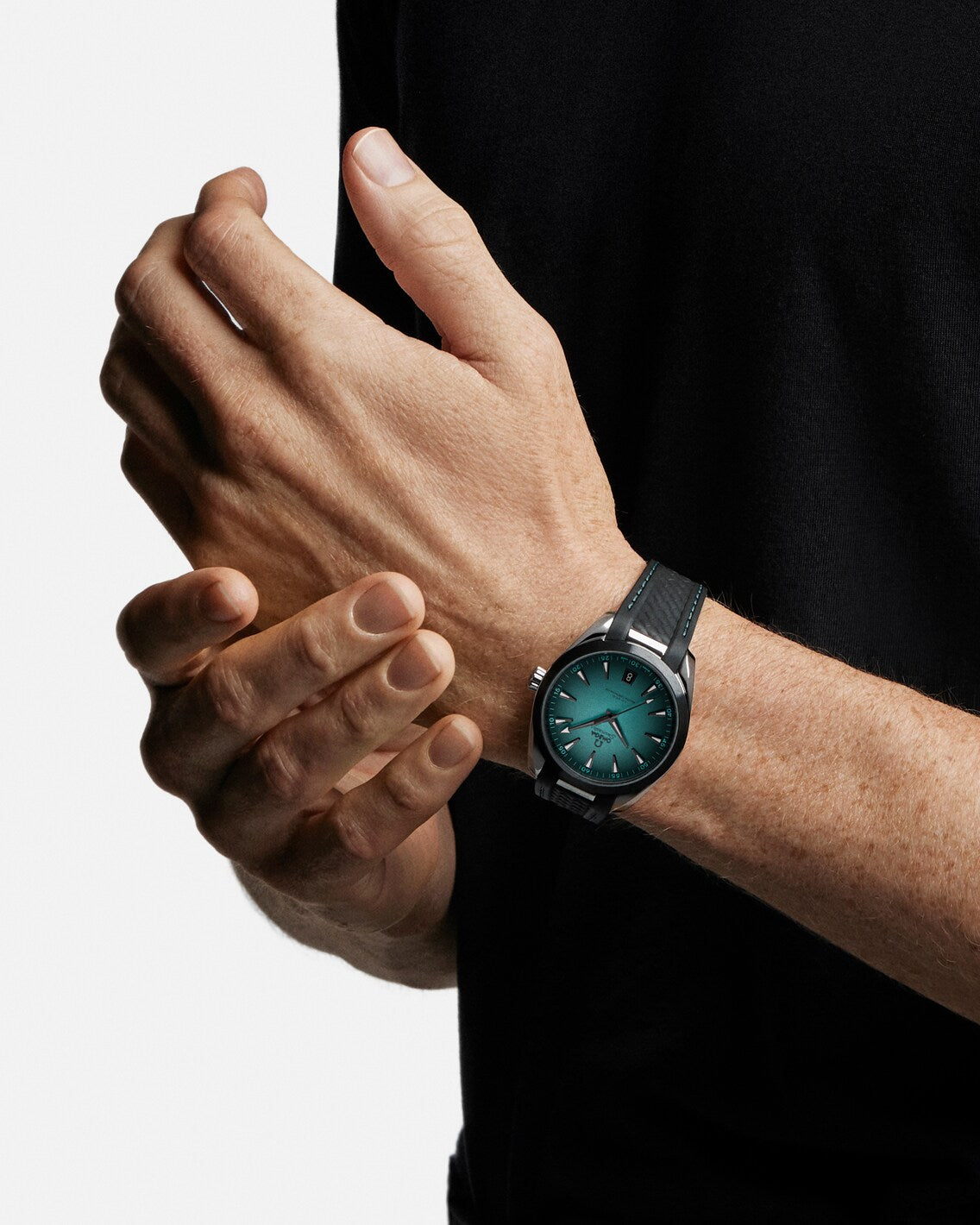 Men's Turquoise Teal Dial Automatic Watch with Date - Premium Leather Strap Dress Watch