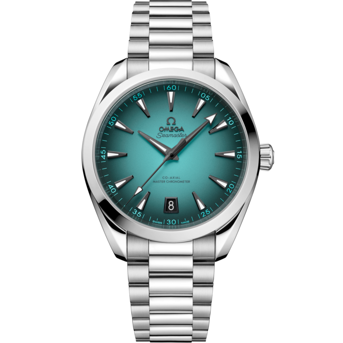 Men's Stainless Steel Teal Blue Dial Automatic Watch with Date - Premium Dress Watch