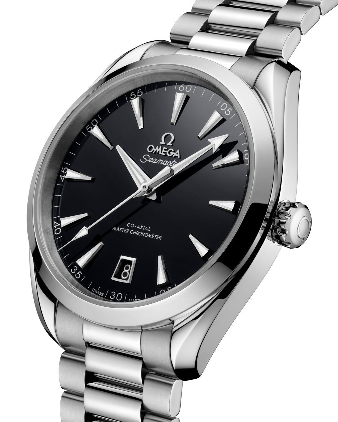 Men's Stainless Steel Black Dial Automatic Watch with Date - Premium Dress Watch