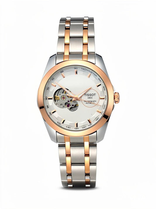 Automatic Skeleton White Dial Stainless Steel Watch for Men | Premium Luxury Timepiece (TwoTone)