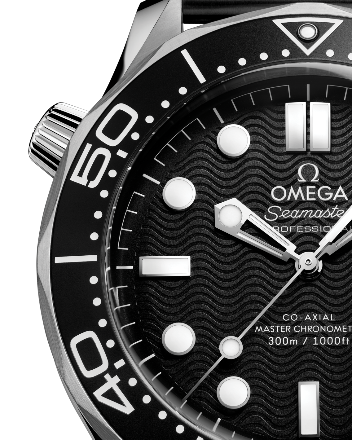 Men's Black Dial Diver Automatic Watch - Stainless Steel Mesh Bracelet - 300M