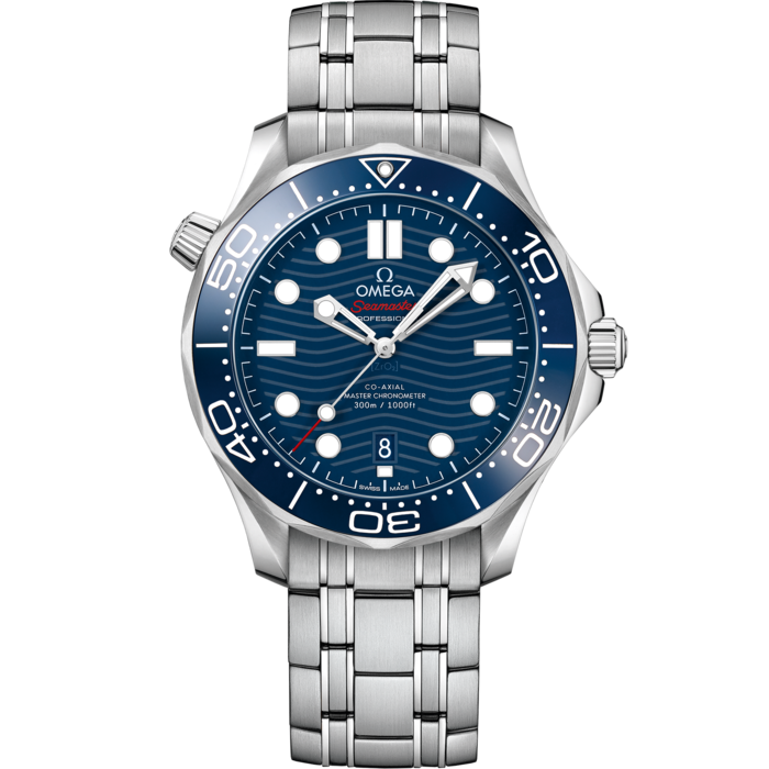 Men's Blue Dial Diver Automatic Watch with Date - Stainless Steel Bracelet - 300M