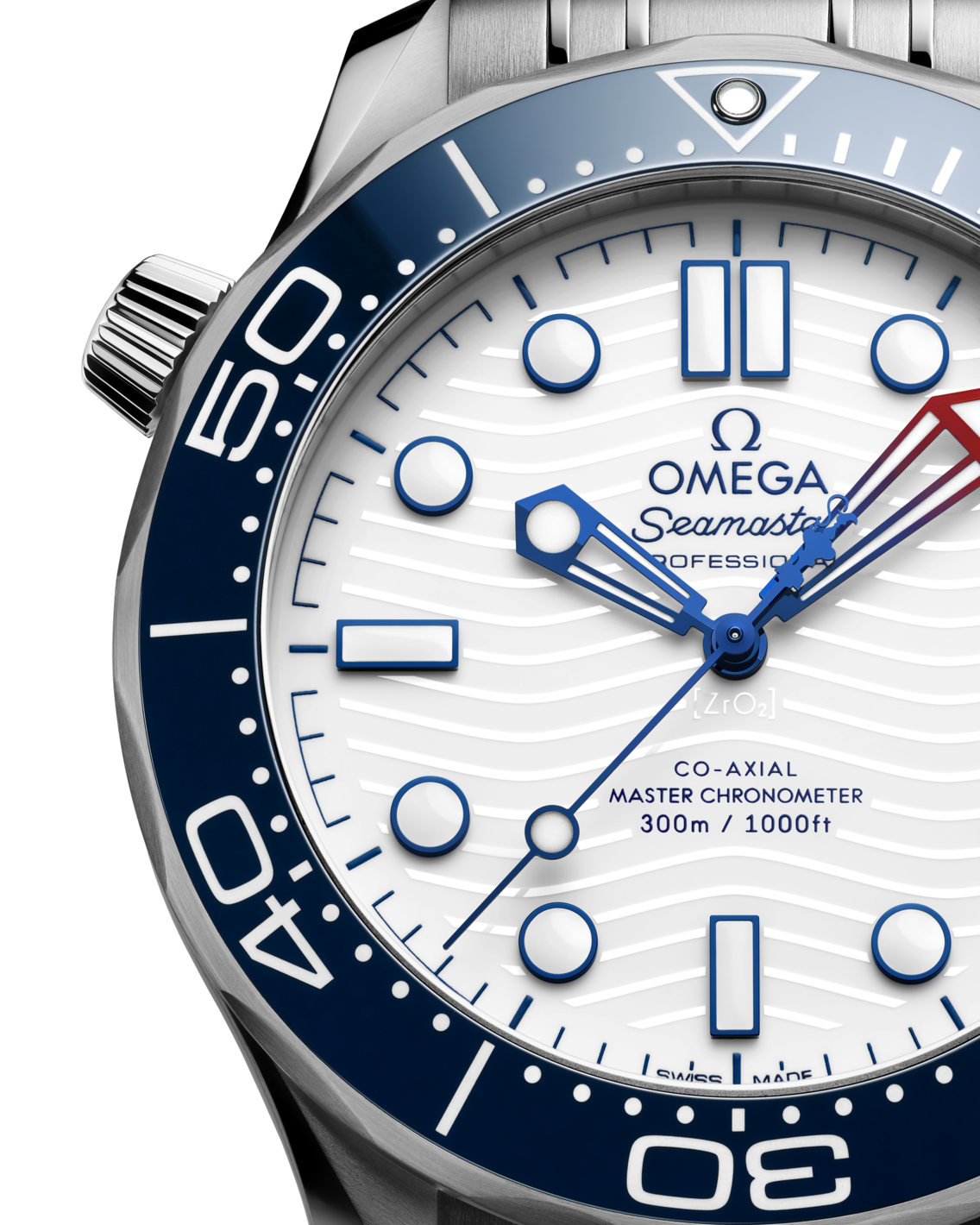 Men's White Dial Diver Automatic Watch with Date - Stainless Steel Bracelet - 300M