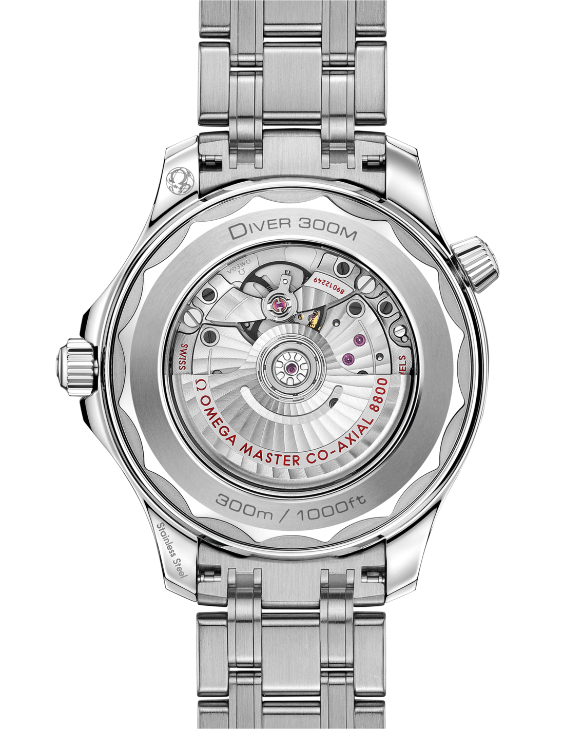 Men's White Dial Diver Automatic Watch with Date - Stainless Steel Bracelet - 300M