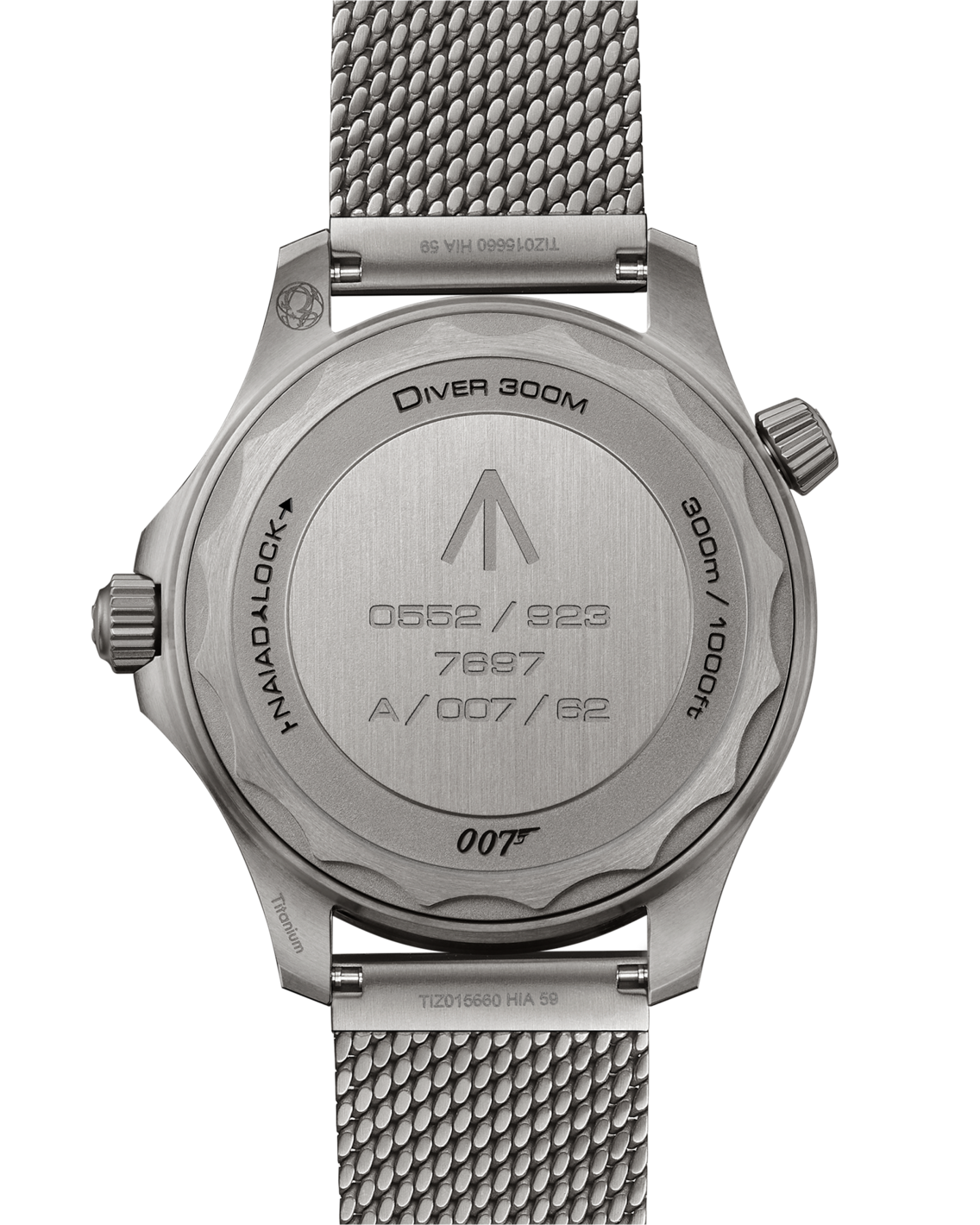 Men's Grey Dial Diver Automatic Watch - Titanium Mesh Bracelet - 300M - No Time To Die Edition