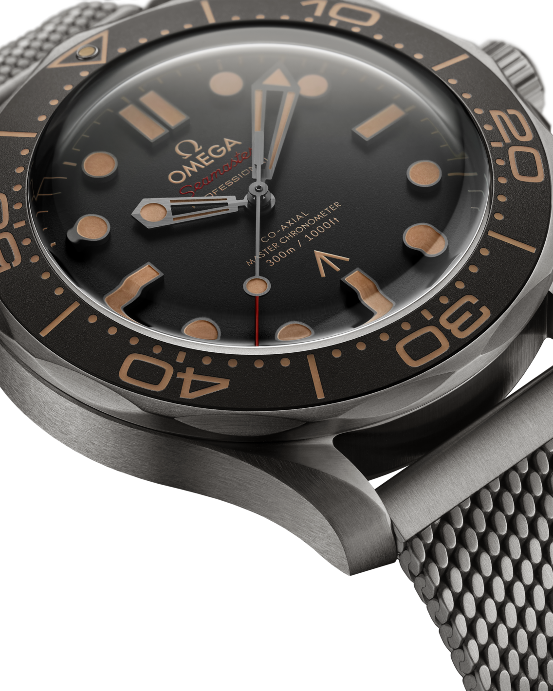 Men's Grey Dial Diver Automatic Watch - Titanium Mesh Bracelet - 300M - No Time To Die Edition
