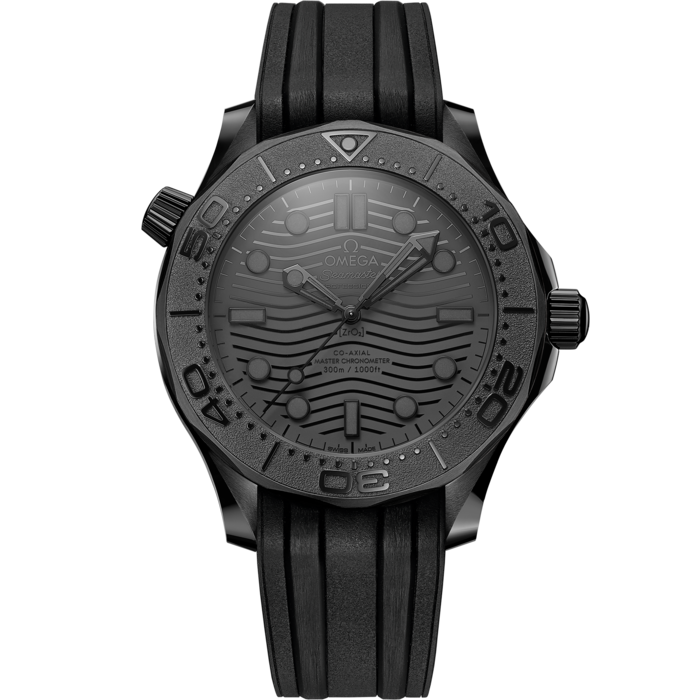 Men's All Black Diver Automatic Watch - Black Ceramic Bezel - Black Rubber Strap - 300M