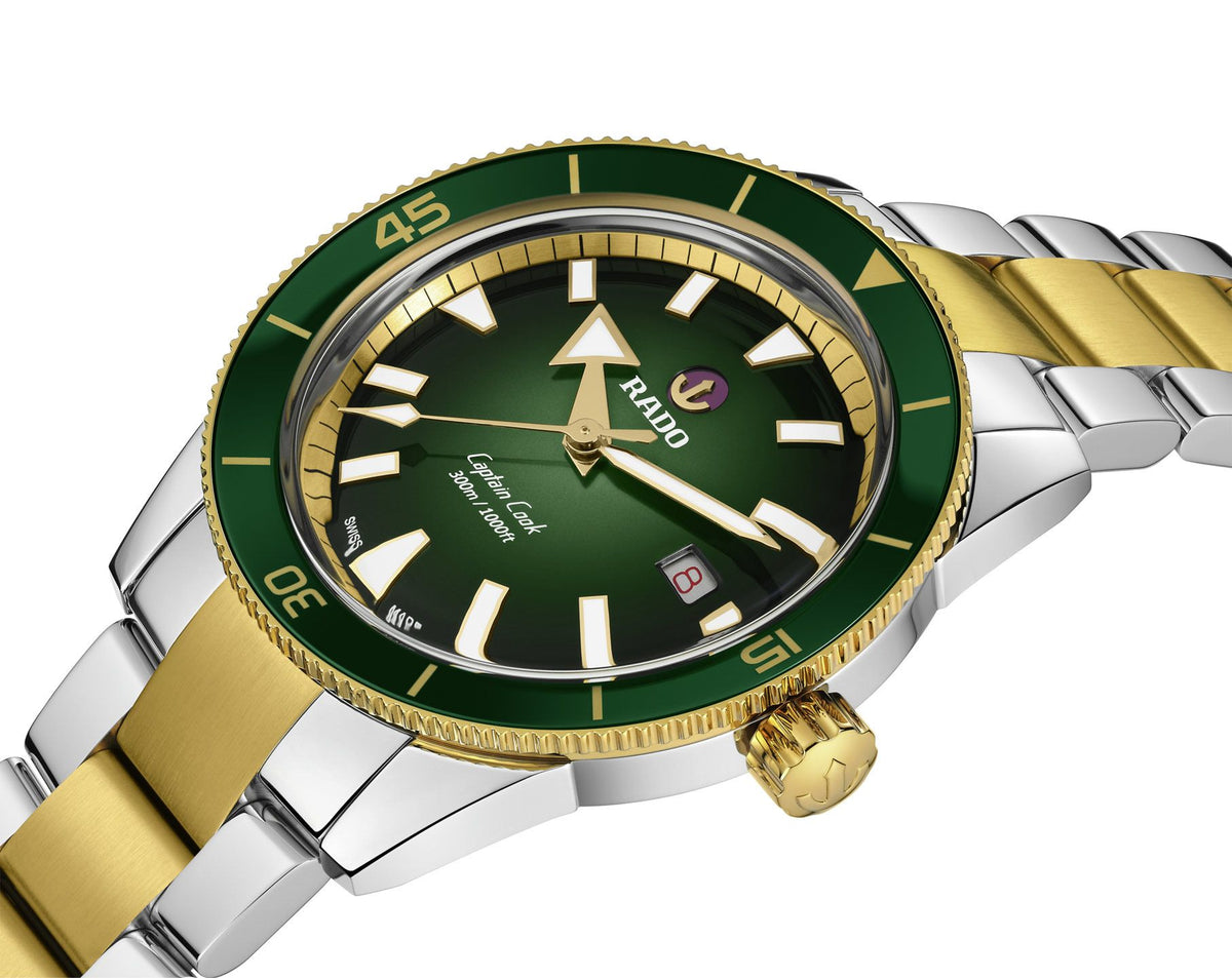 Luxury Automatic Diver Watch 42mm - Two-Tone Green Gradient Dial - 300M Swiss Made
