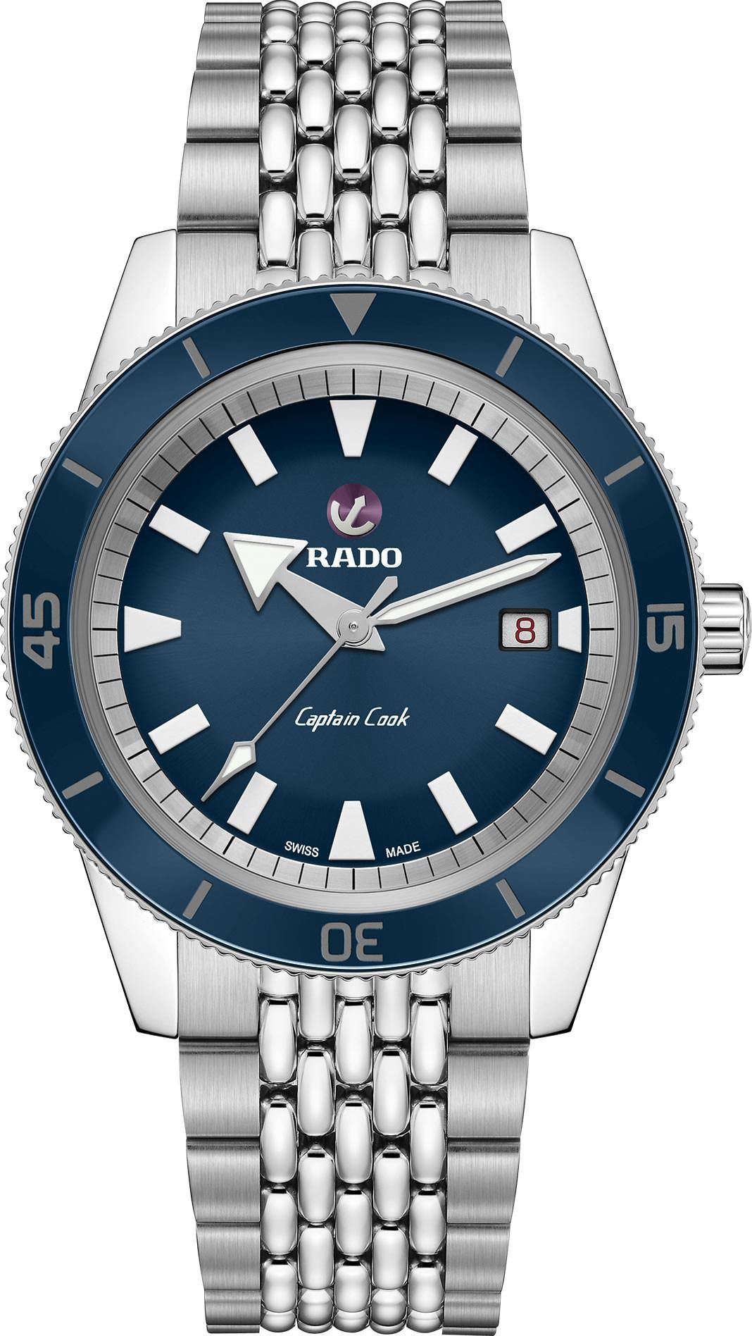 Luxury Automatic Diver Watch 42mm - Stainless Steel - Deep Blue Dial with Blue Ceramic Bezel - Beads of Rice Bracelet - 300M Water Resistant