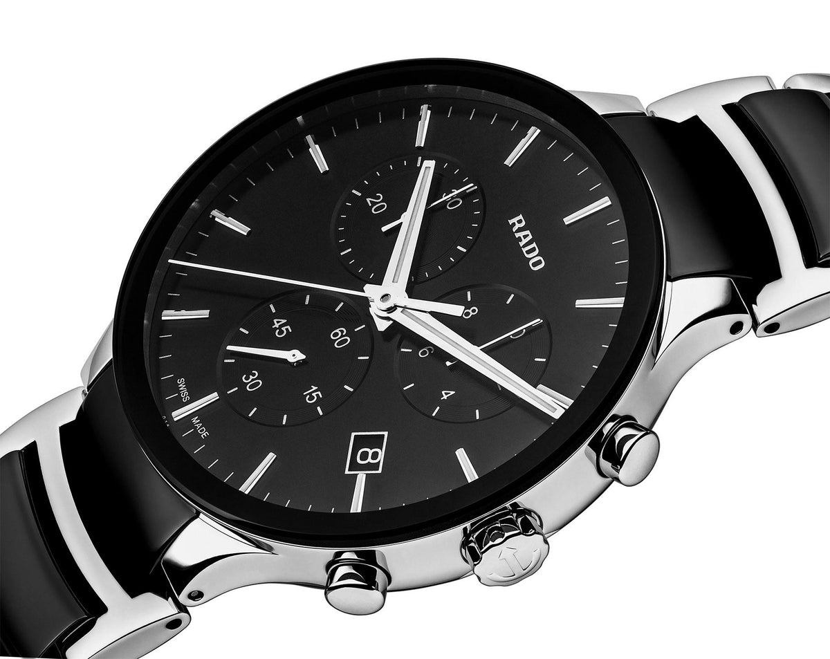 Premium Chronograph Watch - Black Ceramic & Steel - Swiss Made
