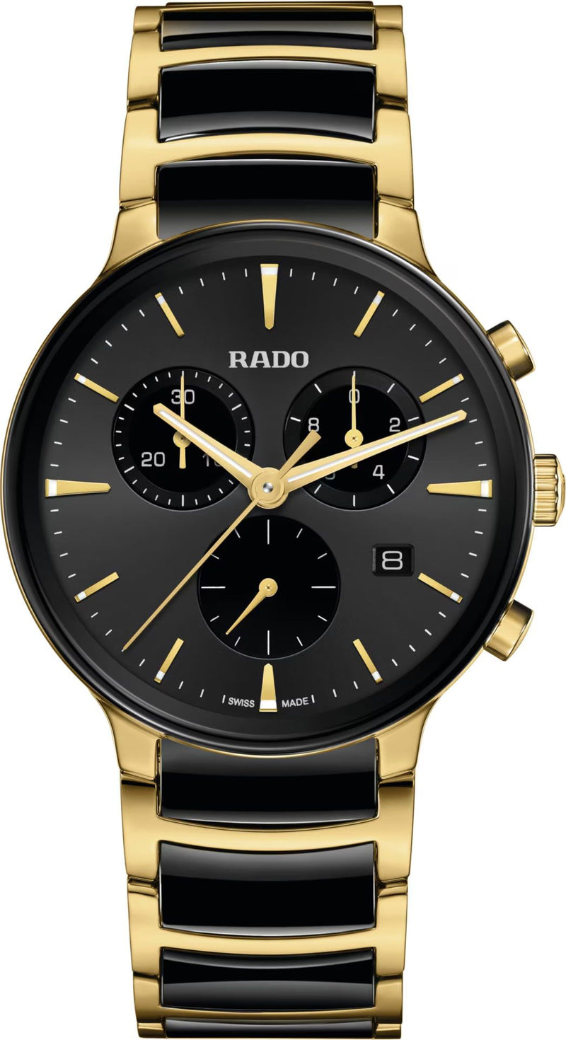 Premium Chronograph Automatic Watch - Black & Gold Two-Tone Ceramic - 40mm Swiss Made