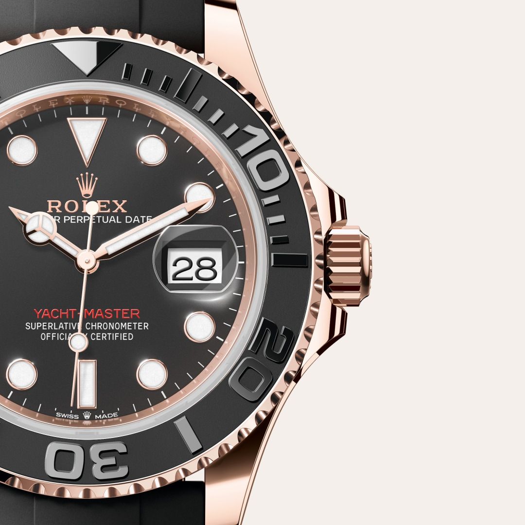 Men's Rose Gold Quartz Watch with Black Dial and Black Rubber Strap - Date Display and Rotating Bezel - Luxury Sports Edition