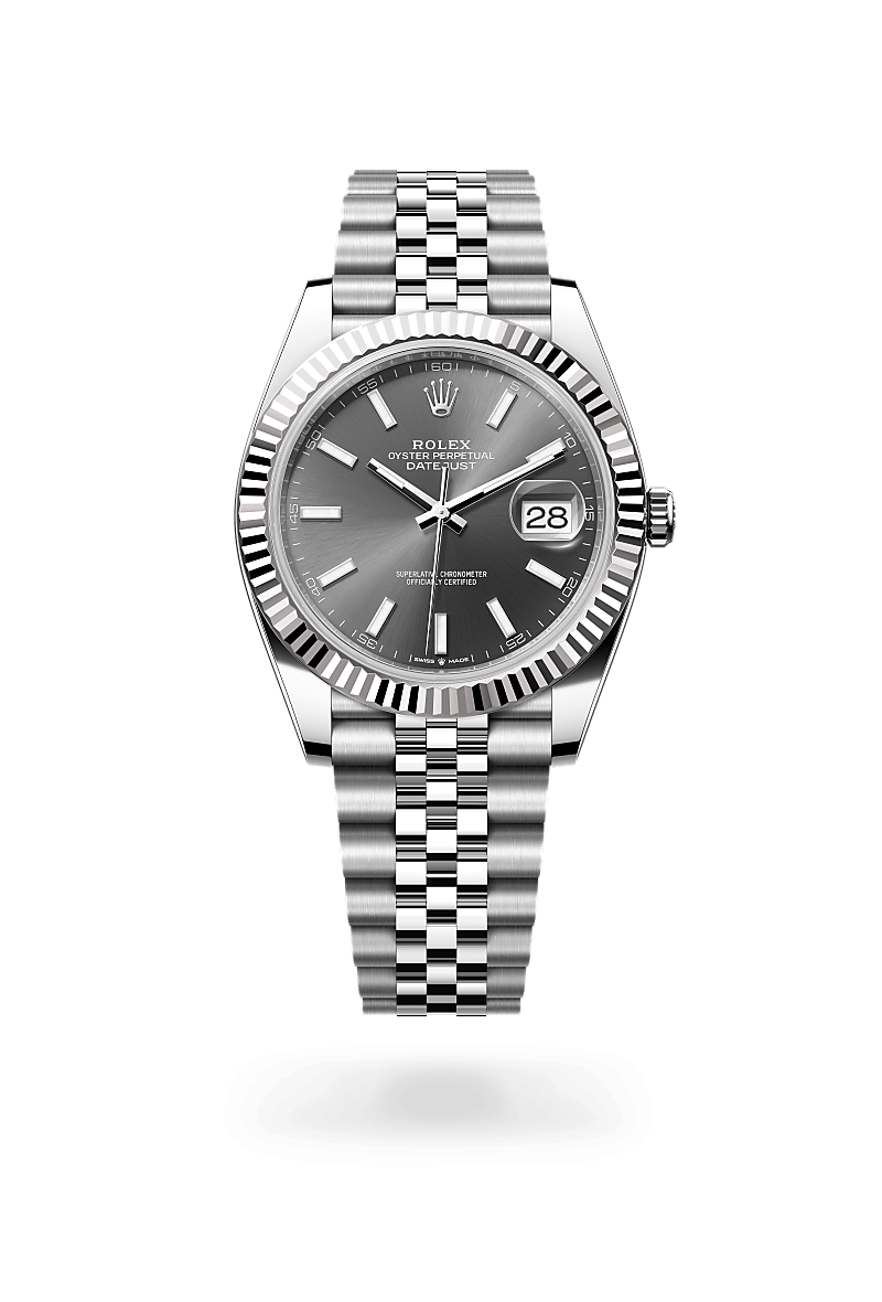 Men's Silver Quartz Date Watch with Grey Dial and Jubilee Bracelet - Luxury Dress Watch