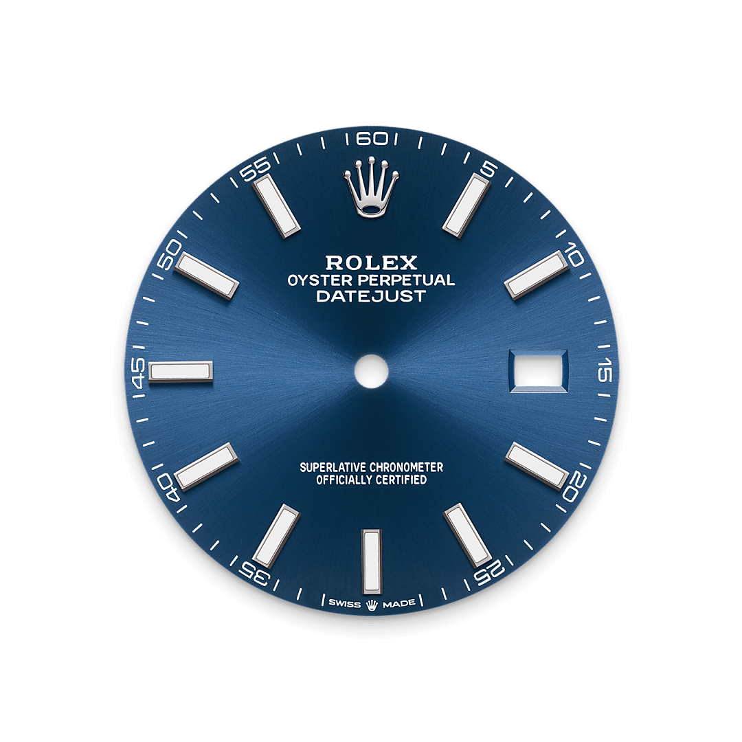 Men's Silver Quartz Watch with Blue Dial - Date Display, Fluted Bezel and Jubilee Bracelet - Luxury Inspired